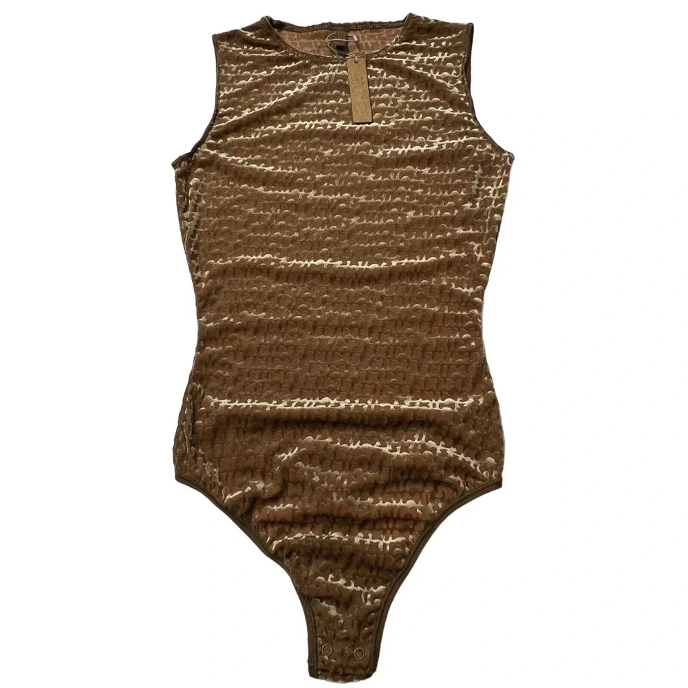 SKIMS Velvet Logo Bodysuit Chai Womens XXS‎